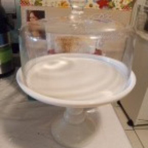 Pioneer woman cake stand with glass dome timeless beauty white - Picture 2 of 2
